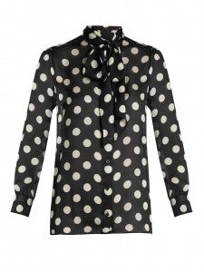 Matches Fashion-GUCCI -Polka-dot print silk-georgette blouse