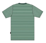 M&S - MKC89 - Green and Cream striped short-sleeve standard fit jersey top