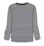 M&S - MKC97 - Navy and Cream striped long-sleeve standard fit jersey top